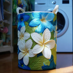 Tropical Floral Quilted Laundry Basket Plumeria Floral Laundry Hamper Cute Room Decor Gifts