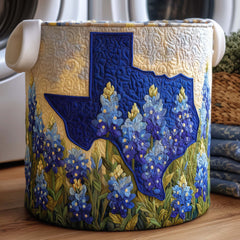 Texas Bluebonnets Quilted Laundry Basket Floral Patchwork Hamper Cozy Home Decor Gifts For Mom
