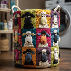 Sheep Patchwork Quilted Laundry Basket Sheep Lover Laundry Bin Home Decor Gifts For Her