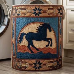 Southwestern Horse Quilted Laundry Basket Horse Lover Clothes Hamper Cute Room Decor Gifts