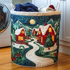 Winter Village Quilted Laundry Basket Village Night Storage Basket Home Gifts For Wife