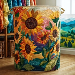 Sunflower Patchwork Quilted Laundry Basket Sunflower Laundry Hamper Present For New Home