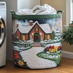 Winter Wonderland Quilted Laundry Basket Christmas House Storage Basket Room Decor Gift