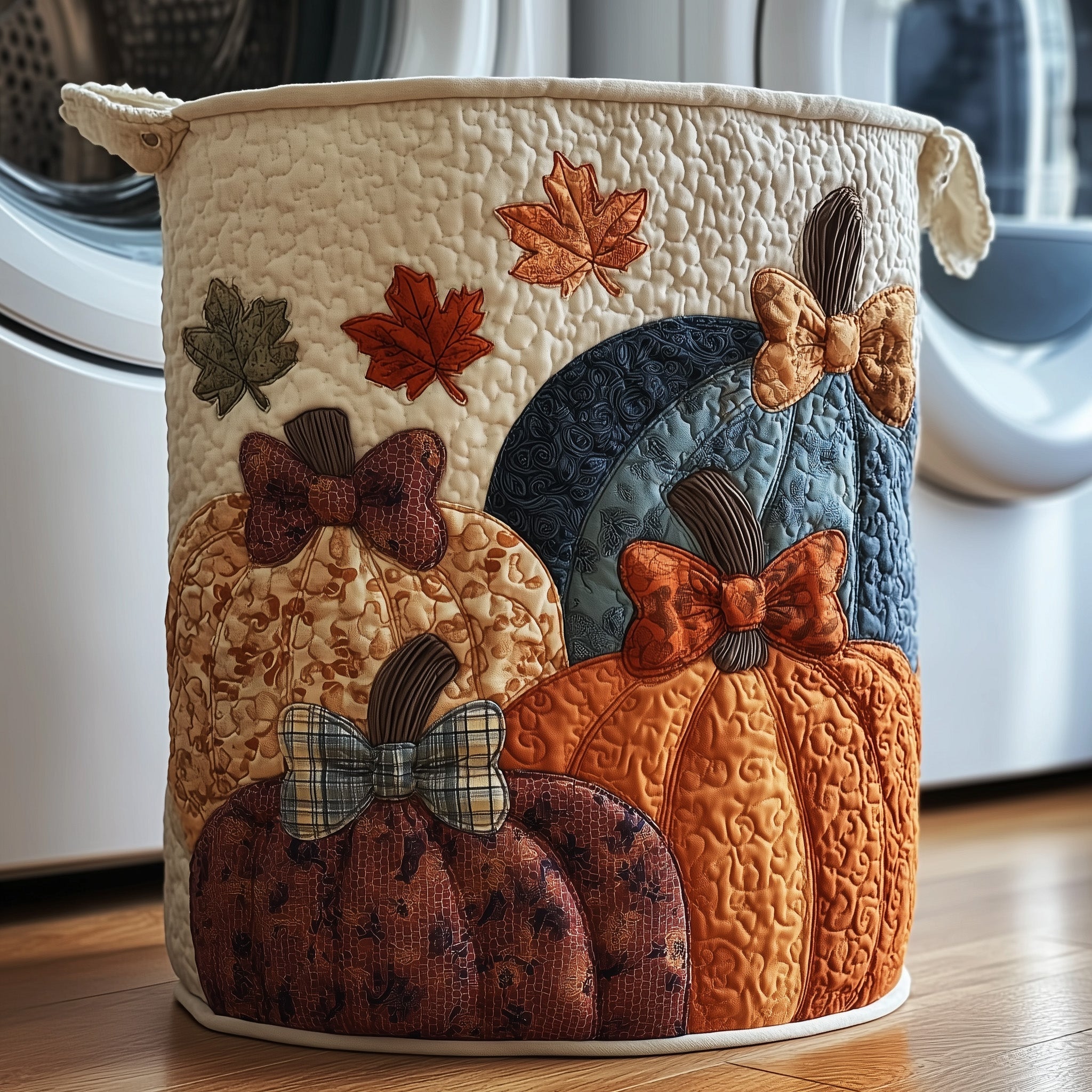 Pumpkin Patch Quilted Laundry Basket Autumn Pumpkins Laundry Hamper Gifts For Home Decor