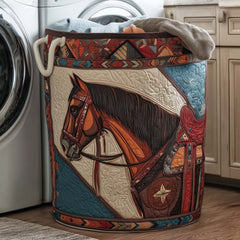 Western Horse Quilted Laundry Basket Horse Lover Laundry Bin Gift For House Lover