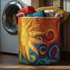 Radiant Sun Swirls Quilted Laundry Basket Sun Swirl Clothes Hamper Room Lover Gift