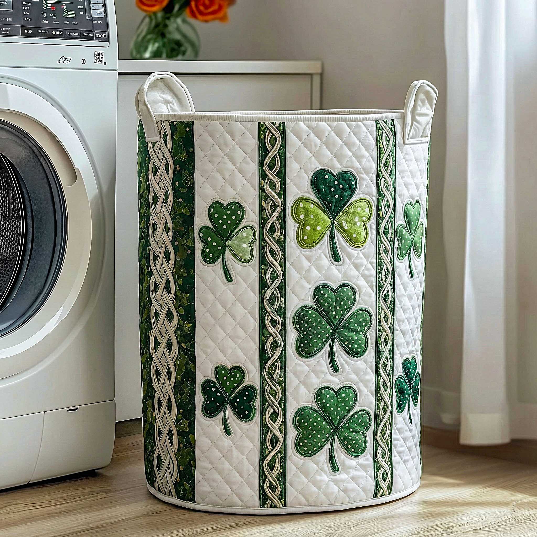 Shamrock Garden Quilted Laundry Basket Shamrock Lover Laundry Hamper Pretty Room Decor For Her