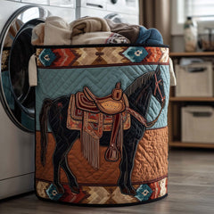 Western Horse Quilted Laundry Basket Horse Lover Storage Basket Gift For Cozy Spaces