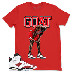 Goat MJ Shirt - Match White Air Jordan 6 Carmine