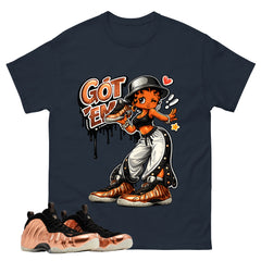 Got Em Lady Graphic Tee, Shirt to Match Air Foamposite One Copper, Air Foamposite Unisex Black Shirt