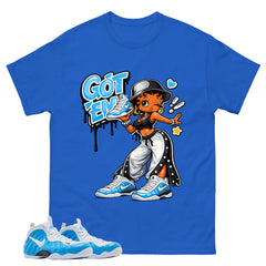 Got Em Lady Graphic Tee, Shirt to Match Air Foamposite Pro University Blue, Air Foamposite Unisex Blue Shirt