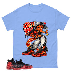 Got Em Lady Graphic Tee, Shirt to Match Air Foamposite Stranger Things, Air Foamposite Unisex Blue Shirt