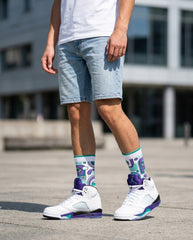 Grape Socks – Air Jordan 5 Inspired Mid-Calf Unisex Crew Socks