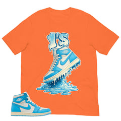Graphic Tee 1's Dripping Shirt - to Matching Air Jordan 1 UNC Reimagined | Zadago