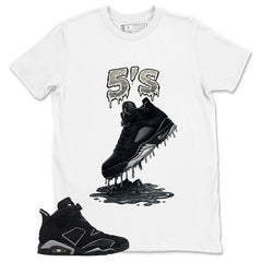 Graphic Tee 5's Dripping Sneaker Shirt - to Matching Air Jordan 6 Cap and Gown | Zadago