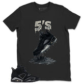 Graphic Tee 5's Dripping Sneaker Shirt - to Matching Air Jordan 6 Cap and Gown | Zadago