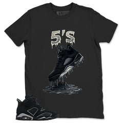 Graphic Tee 5's Dripping Sneaker Shirt - to Matching Air Jordan 6 Cap and Gown | Zadago