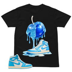 Graphic Tee Apple Dripping Shirt - to Matching Air Jordan 1 UNC Reimagined | Zadago