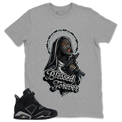 Graphic Tee Blessed Forever Shirt - to Matching Air Jordan 6 Cap and Gown | Zadago
