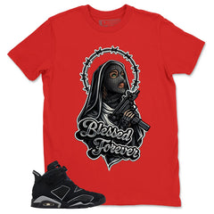 Graphic Tee Blessed Forever Shirt - to Matching Air Jordan 6 Cap and Gown | Zadago