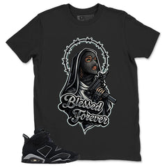 Graphic Tee Blessed Forever Shirt - to Matching Air Jordan 6 Cap and Gown | Zadago