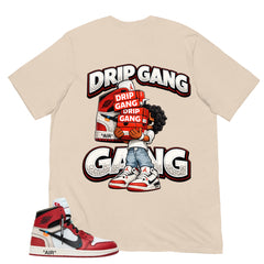 Graphic Tee Drip Gang | Matching Off-White x Air Jordan 1 Chicago | Zadago
