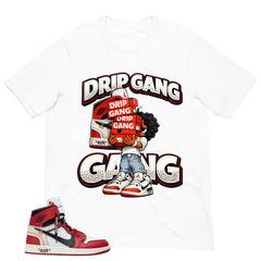 Graphic Tee Drip Gang | Matching Off-White x Air Jordan 1 Chicago | Zadago