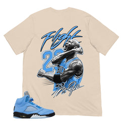 Graphic Tee Flight 23 MJ Shirt - to Matching Air Jordan 5 UNC | Zadago