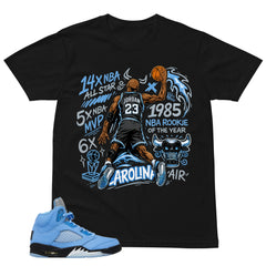 Graphic Tee Jordan 23 All Star Shirt - to Matching Air Jordan 5 UNC | Zadago
