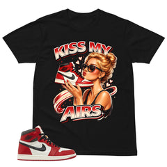 Graphic Tee Kiss My Airs Shirt - to Matching Air Jordan 1 Chicago Lost & Found | Zadago