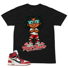 Graphic Tee Paper Chaser | Matching Off-White x Air Jordan 1 Chicago | Zadago