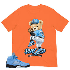 Graphic Tee Play Hard Always Hustle Shirt - to Matching Air Jordan 5 UNC | Zadago