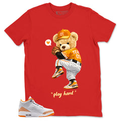 Graphic Tee Play Hard Baseball Shirt - to Matching Air Jordan 3 Orange Citrus | Zadago