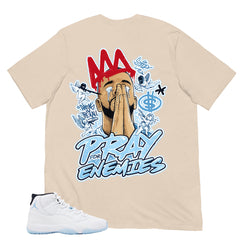 Graphic Tee Pray For My Enemies Shirt - to Matching Air Jordan 11 Legend Blue | Zadago