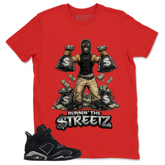 Graphic Tee Runnin' The Street Shirt - to Matching Air Jordan 6 Cap and Gown | Zadago