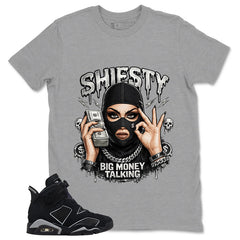 Graphic Tee Shiesty Big Money Talking Shirt - to Matching Air Jordan 6 Cap and Gown | Zadago