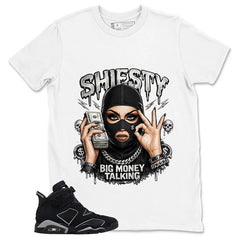 Graphic Tee Shiesty Big Money Talking Shirt - to Matching Air Jordan 6 Cap and Gown | Zadago