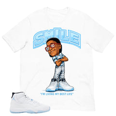 Graphic Tee Smile Living Best Life Shirt - to Matching Air Jordan 11 Legend Blue | Zadago