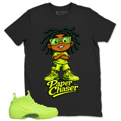 Graphic Tee to Match Air Foamposite Volt | Paper Chaser Shirt | Zadago