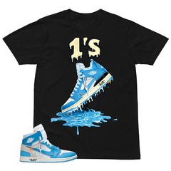 Graphic Tee to Match Air Jordan 1 Off White UNC | 1's Dripping Shirt | Zadago