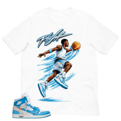 Graphic Tee to Match Air Jordan 1 Off White UNC | Flight Baller Shirt | Zadago