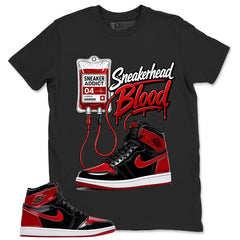 Graphic Tee to Match Air Jordan 1 Retro Patent Bred | Sneakerhead Blood Shirt | Zadago