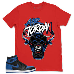 Graphic Tee to Match Air Jordan 1 Royal | Bull Head Shirt | Zadago