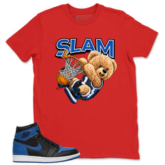 Graphic Tee to Match Air Jordan 1 Royal | Slam Dunk Bear Shirt | Zadago