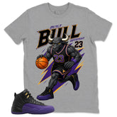Graphic Tee to Match Air Jordan 12 Field Purple | Bull 23 Shirt | Zadago