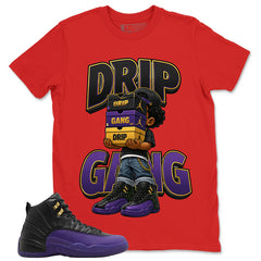 Graphic Tee to Match Air Jordan 12 Field Purple | Drip Gang Shirt | Zadago