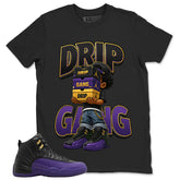 Graphic Tee to Match Air Jordan 12 Field Purple | Drip Gang Shirt | Zadago