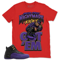 Graphic Tee to Match Air Jordan 12 Field Purple | Nightmare Kicks Shirt | Zadago