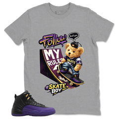 Graphic Tee to Match Air Jordan 12 Field Purple | Skate Boy Shirt | Zadago