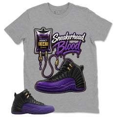 Graphic Tee to Match Air Jordan 12 Field Purple | Sneakerhead Blood Shirt | Zadago